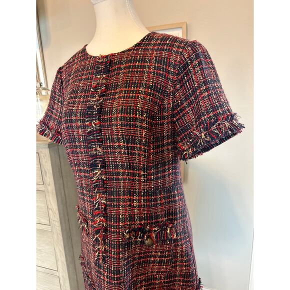 Court & Rowe | Red/Black/Beige Tweed Short Sleeve Sheath Dress | 6 - Picture 8 of 14